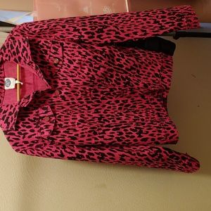 Diane Gilman Leopard print denim jean jacket